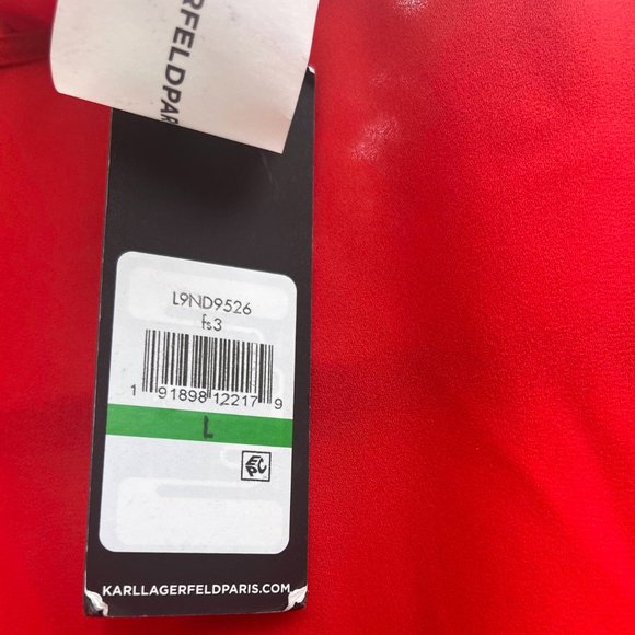 NWT, Karl Lagerfeld Paris, Sleeveless Ruffled Blouse, Red, Large - Picture 5 of 7